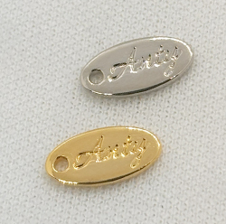 アクセサリープレート　ブランドプレート　Anty 様　真鍮製／光沢金メッキ・光沢銀色メッキ／金型刻印