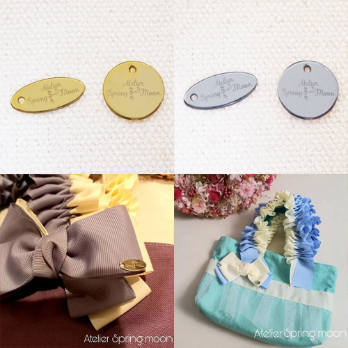 アクセサリープレート　ブランドプレート　Atelier Spring Moon 様　真鍮製／光沢金メッキ・光沢銀色メッキ／レーザー刻印
