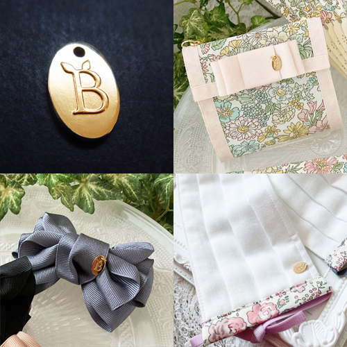 アクセサリープレート　ブランドプレート　Bambina.Casa 様　真鍮製／光沢金メッキ／金型刻印