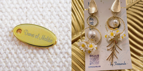 アクセサリープレート　ブランドプレート　Dumue al Malika 様　真鍮製／光沢金メッキ／レーザー刻印