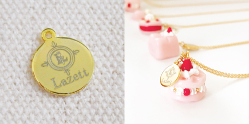 アクセサリープレート　ブランドプレート　Lazett 様　真鍮製／光沢金メッキ／レーザー刻印