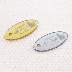アクセサリープレート　ブランドプレート　MP craft 様　真鍮製／光沢金メッキ・光沢銀色メッキ／レーザー刻印