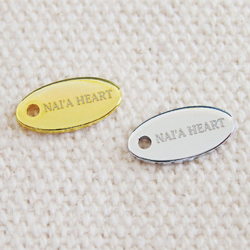 アクセサリープレート　ブランドプレート　NAI'A HEART 様　真鍮製／光沢金メッキ・光沢銀色メッキ／レーザー刻印