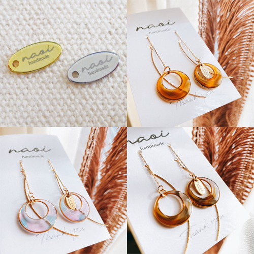 アクセサリープレート　ブランドプレート　Naoi handmade 様　真鍮製／光沢金メッキ・光沢銀色メッキ／レーザー刻印