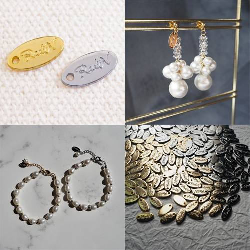 アクセサリープレート　ブランドプレート　RadiN 様　真鍮製／光沢金メッキ・光沢銀色メッキ／金型刻印