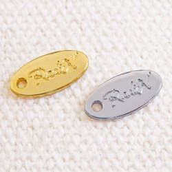アクセサリープレート　ブランドプレート　RadiN 様　真鍮製／光沢金メッキ・光沢銀色メッキ／金型刻印