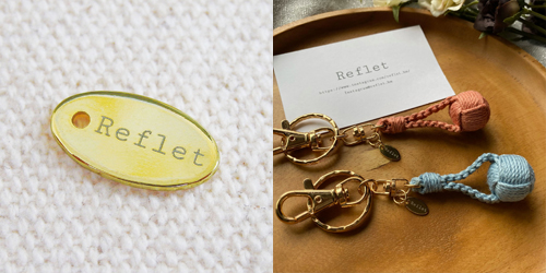 アクセサリープレート　ブランドプレート　Reflet 様　真鍮製／光沢金メッキ／レーザー刻印
