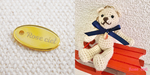 アクセサリープレート　ブランドプレート　Rose ciel 様　真鍮製／光沢金メッキ／レーザー刻印