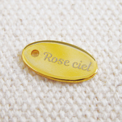 アクセサリープレート　ブランドプレート　Rose ciel 様　真鍮製／光沢金メッキ／レーザー刻印