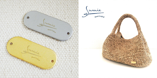 アクセサリープレート　ブランドプレート　Sumie hand crafted 様　真鍮製／ブラスト金メッキ・ブラスト銀色メッキ／レーザー刻印