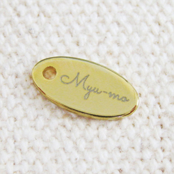 アクセサリープレート　ブランドプレート　Myu-mo❊T.MIYUKI 様　真鍮製／光沢金メッキ／レーザー刻印
