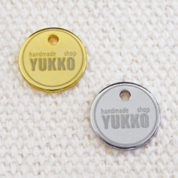 アクセサリープレート　ブランドプレート　handmade shop YUKKO 様　真鍮製／光沢金メッキ・光沢銀色メッキ／レーザー刻印