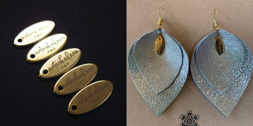 アクセサリープレート　ブランドプレート　antaskalana.japan 様　真鍮製／光沢金メッキ／レーザー刻印