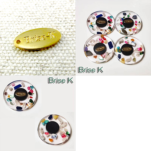 アクセサリープレート　ブランドプレート　Brise-K 様　真鍮製／光沢金メッキ／金型刻印