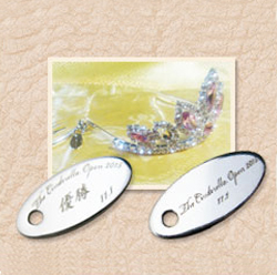 アクセサリープレート　ブランドプレート　シンデレラオープン実行委員会様　真鍮製／光沢銀色メッキ／レーザー刻印