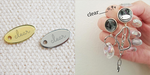 アクセサリープレート　ブランドプレート　clear 様　真鍮製／光沢金メッキ・光沢銀色メッキ／レーザー刻印