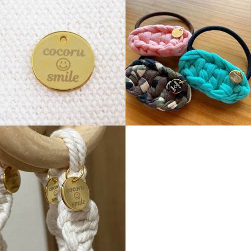 アクセサリープレート　ブランドプレート　cocoru.smile 様　真鍮製／光沢金メッキ／レーザー刻印