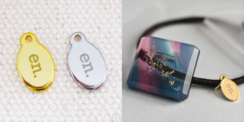 アクセサリープレート　ブランドプレート　en. Glass 様　真鍮製／光沢金メッキ・光沢銀色メッキ／レーザー刻印