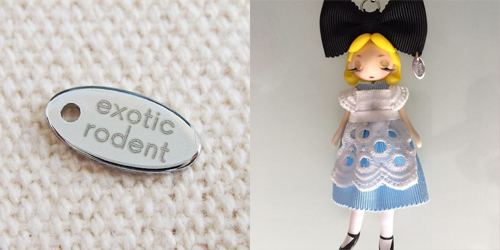 アクセサリープレート　ブランドプレート　exotic rodent 様　真鍮製／光沢銀色メッキ／レーザー刻印