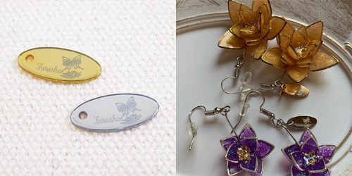 アクセサリープレート　ブランドプレート　freyja handicraft 様　真鍮製／光沢金メッキ・光沢銀色メッキ／レーザー刻印