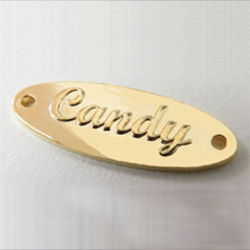 アクセサリープレート　ブランドプレート　junco＊candy 様　真鍮製／光沢金メッキ／金型刻印