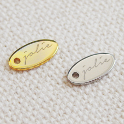 アクセサリープレート　ブランドプレート　jolie 様　真鍮製／光沢金メッキ・光沢銀色メッキ／レーザー刻印
