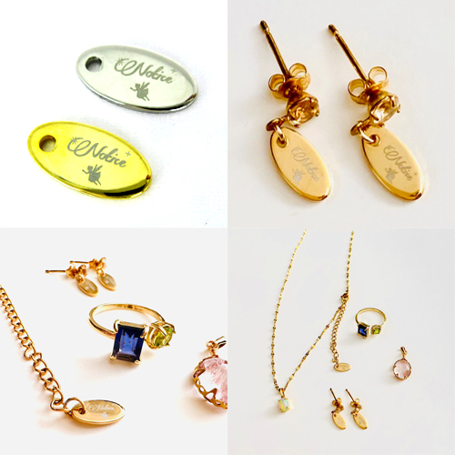 アクセサリープレート　ブランドプレート　ランジュ ドゥ ルミエール 様　真鍮製／光沢金・銀色メッキ／レーザー刻印