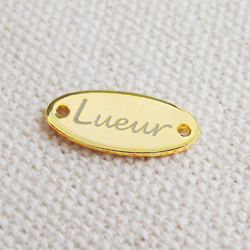 アクセサリープレート　ブランドプレート　Lueur.swim 様　真鍮製／光沢金メッキ／レーザー刻印