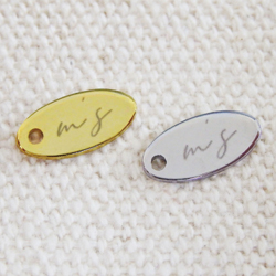 アクセサリープレート　ブランドプレート　ｍ's factory 様　真鍮製／光沢金メッキ・光沢銀色メッキ／レーザー刻印