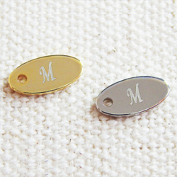 アクセサリープレート　ブランドプレート　m accessories 様　真鍮製／光沢金メッキ・光沢銀色メッキ／レーザー刻印