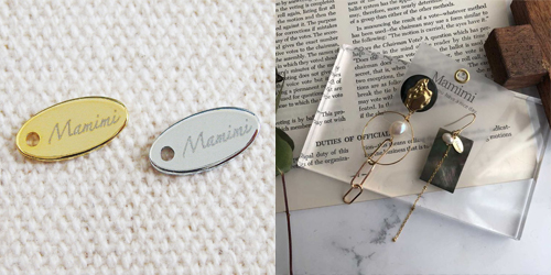 アクセサリープレート　ブランドプレート　Mamimi 様　真鍮製／光沢金メッキ・光沢銀色メッキ／レーザー刻印