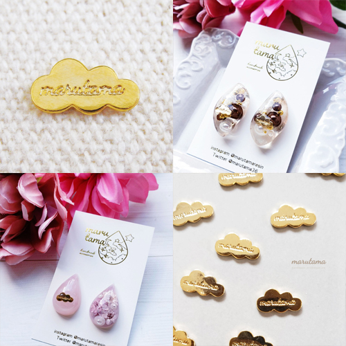 アクセサリープレート　ブランドプレート　marutama 様　真鍮製／光沢金メッキ／金型刻印