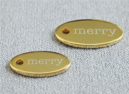 アクセサリープレート　ブランドプレート　merry 様　真鍮製／光沢金メッキ／レーザー刻印