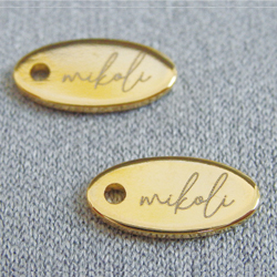 アクセサリープレート　ブランドプレート　Handmade mikoli 様　真鍮製／光沢金メッキ／レーザー刻印