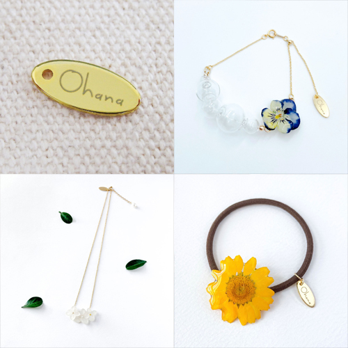 アクセサリープレート　ブランドプレート　Ohana 様　真鍮製／光沢金メッキ／レーザー刻印