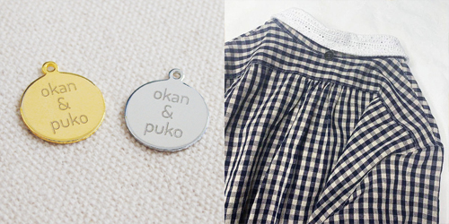 アクセサリープレート　ブランドプレート　Okan to Puko様　真鍮製／光沢金メッキ・光沢銀色メッキ／レーザー刻印