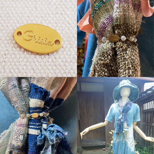 アクセサリープレート　ブランドプレート　orisia 様　真鍮製／ブラスト金メッキ／金型刻印