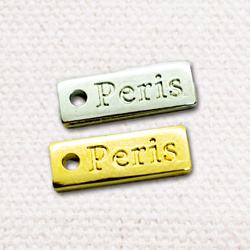 アクセサリープレート　ブランドプレート　Peris 様　真鍮製／光沢金メッキ・光沢銀色メッキ／金型刻印