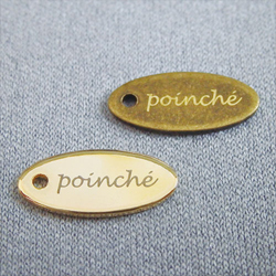 アクセサリープレート　ブランドプレート　poinche 様　真鍮製／光沢金メッキ・金いぶし（アンティーク）／レーザー刻印