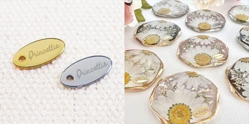 アクセサリープレート　ブランドプレート　princettia 様　真鍮製／光沢金メッキ・光沢銀色メッキ／レーザー刻印