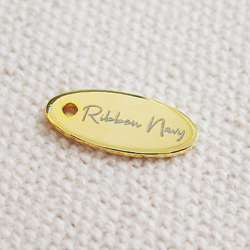 アクセサリープレート　ブランドプレート　Ribbon Navy 様　真鍮製／光沢銀色メッキ／レーザー刻印