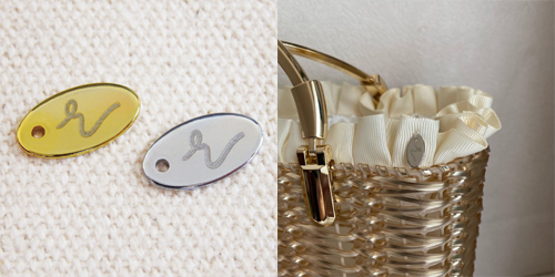 アクセサリープレート　ブランドプレート　リビアンジュ 様　真鍮製／光沢金メッキ・光沢銀色メッキ／レーザー刻印