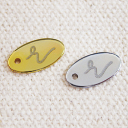 アクセサリープレート　ブランドプレート　リビアンジュ 様　真鍮製／光沢金メッキ・光沢銀色メッキ／レーザー刻印