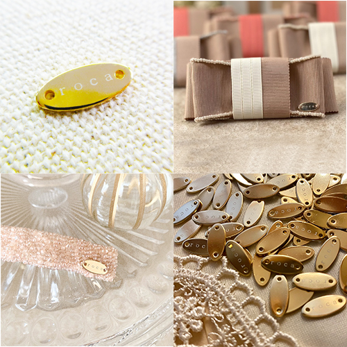 アクセサリープレート　ブランドプレート　roca_hairaccessories 様　真鍮製／光沢金メッキ／レーザー刻印