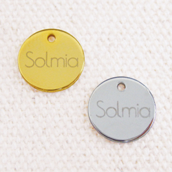 アクセサリープレート　ブランドプレート　ソルミア 様　真鍮製／光沢金メッキ・光沢銀色メッキ／レーザー刻印