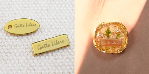 アクセサリープレート　ブランドプレート　夢野ほとり 様　真鍮製／光沢金メッキ／レーザー刻印