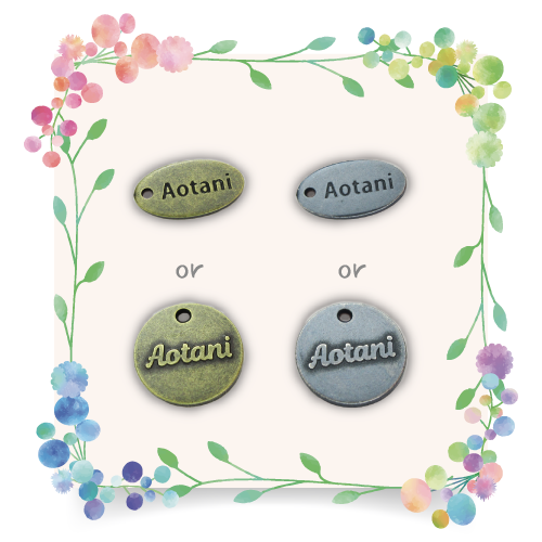 アクセサリープレート　ブランドプレート　製品サンプル　sample 04　金型刻印　いぶし 金・銀色